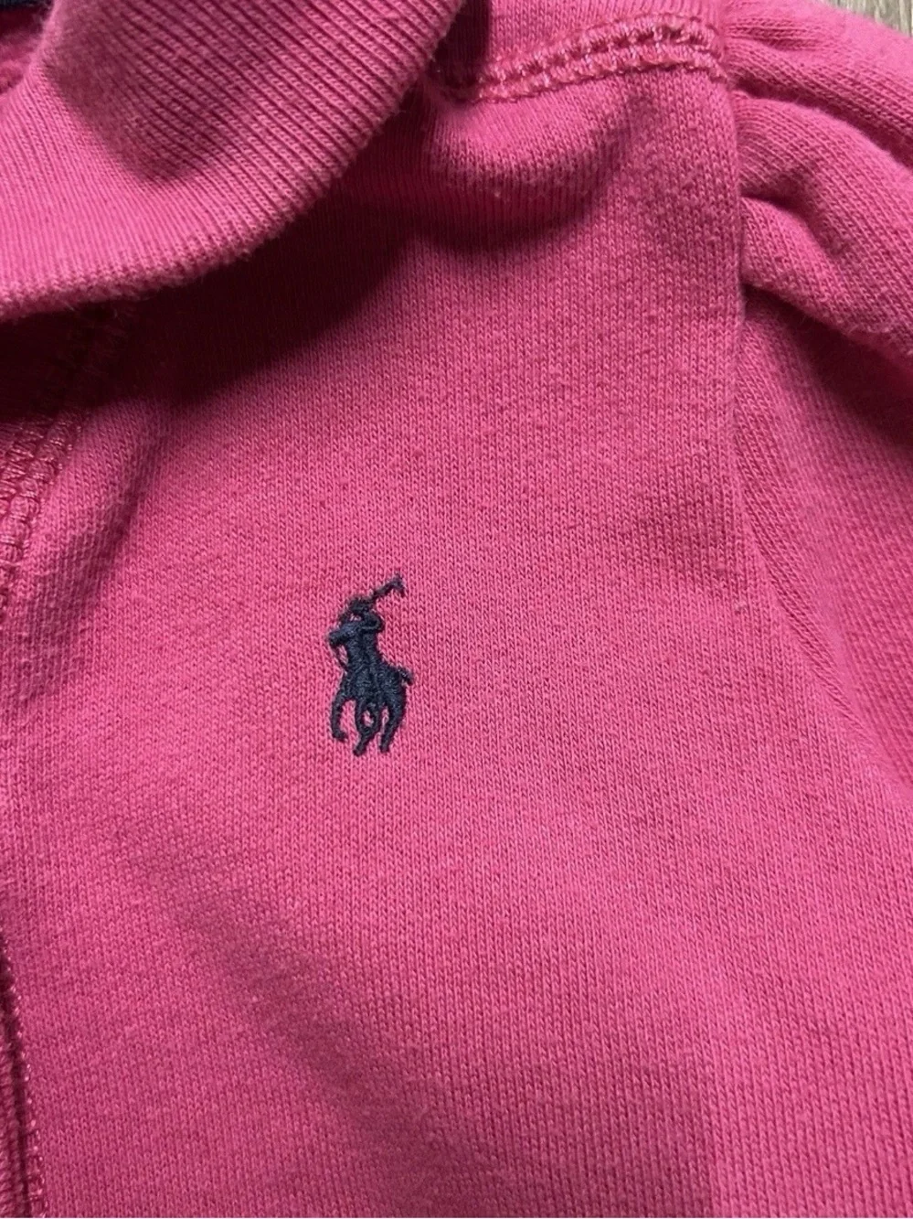 Toddler Girl Ralph Lauren Pink Button Down Fleece Jacket Size 12-18 Months